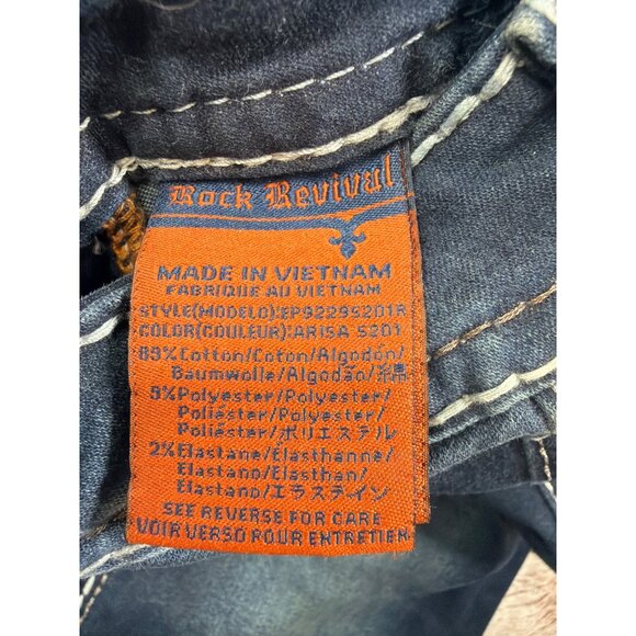 Rock Revival Arisa Womens 26 Dark Wash Skinny Jeans Embellished Pockets - Picture 4 of 7